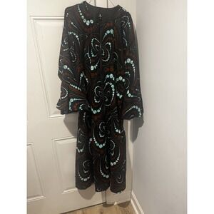 Ray Darten Women's Zip front Jacket Dress Brown‎ Green Circles 3x NWT